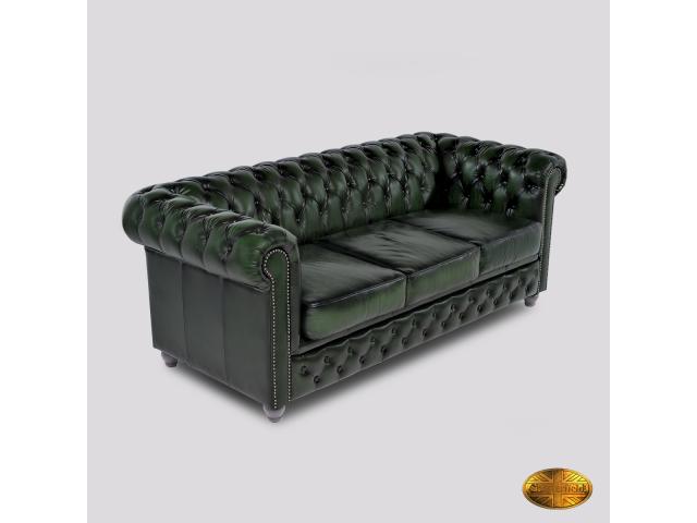 Photo Canapé Chesterfield Brighton FT 3 places Antique Vert image 4/6