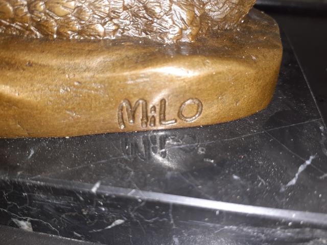 Photo CYGNES EN BRONZE SIGNE MILO SUR SOCLE MARBRE image 4/6