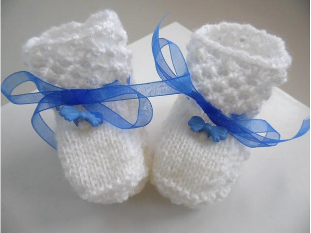 Photo Ensemble bandeau et chaussons bébé tricot laine image 4/6