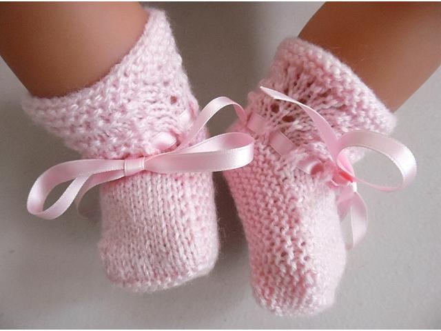 Photo Ensemble ou trousseau rose tricot laine bébé fait main image 4/6