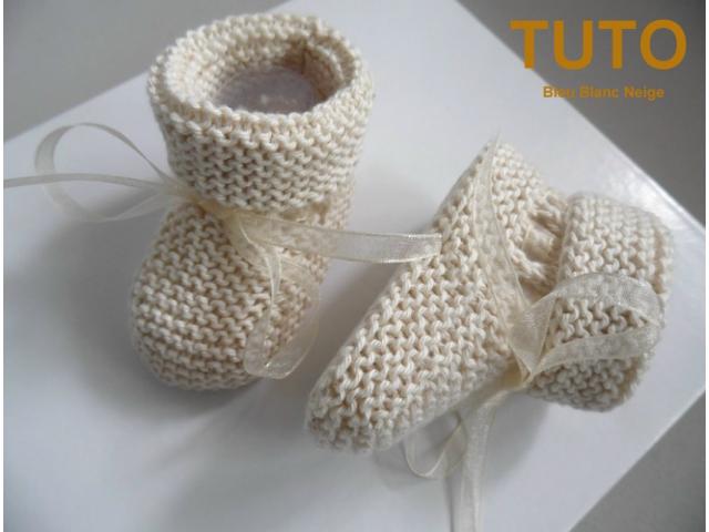 Photo Explication TUTO chaussons layette bébé tricot laine image 4/6