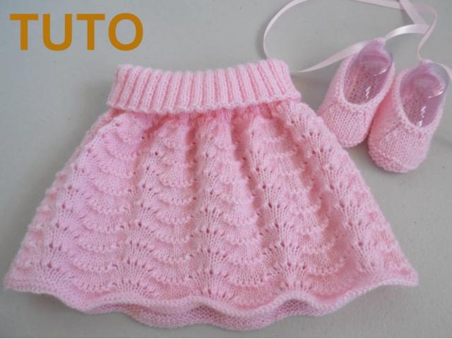 Photo Explication TUTO jupe chaussons layette bébé tricot laine image 4/5