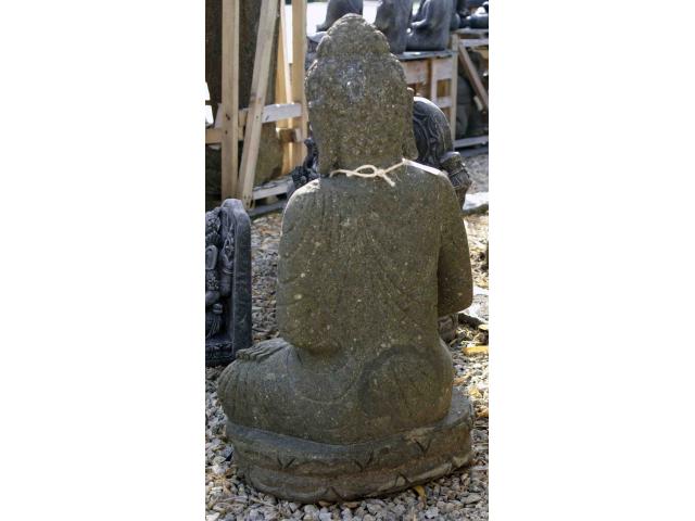 Photo grand Bouddha assis en pierre de lave - H: 73 cm image 4/4