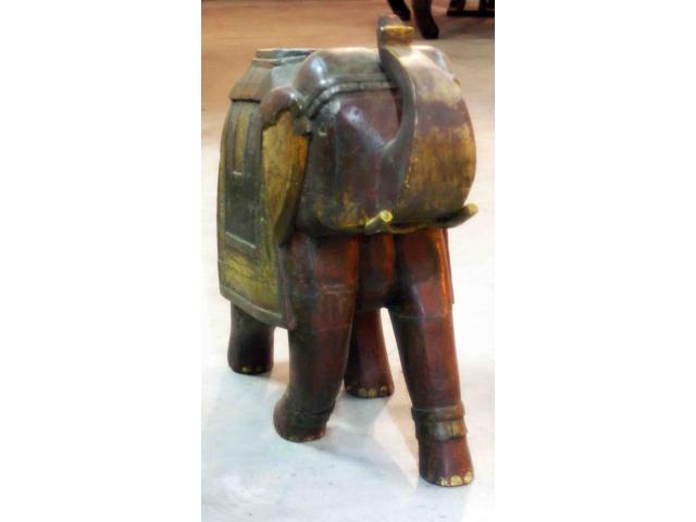 Photo grand éléphant en bois peint - H: 61 cm image 4/4