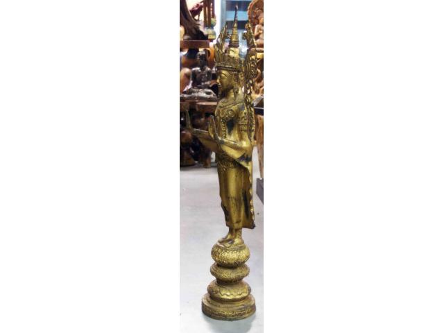 Photo grande statue de Bouddha ancien en bronze - H: 108 cm image 4/5