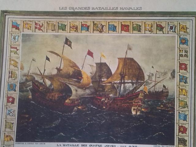Photo Gravure  réplique de la Bataille  Navale des 4 jours en Avril 1666 avec image 4/5