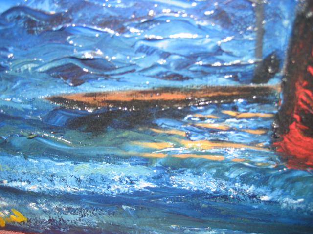 Photo HUILE SUR TOILE " retour de peche en pirogue" image 4/6