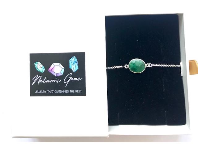 Photo NaturesGems Bracelet Gemstone Emerald Emerald Jewel SIlver Plated image 4/4