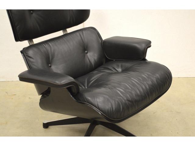 Photo Orig. VITRA chaise et pouf Eames LOUNGE - cuir noir image 4/4