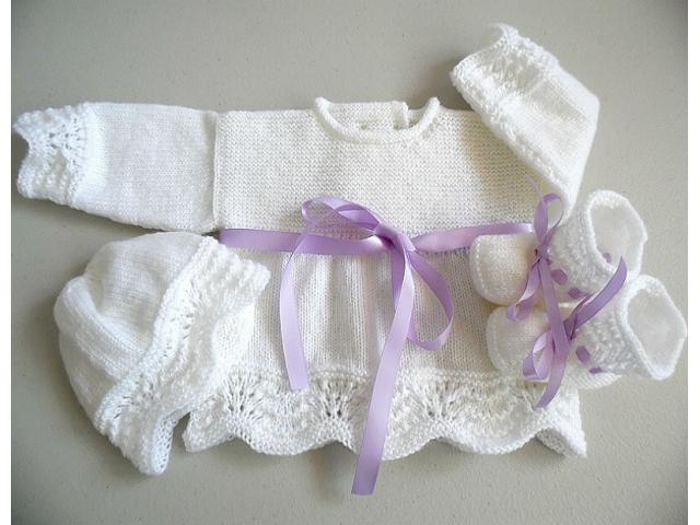 Photo Pantalon blanc bébé tricot laine image 4/6