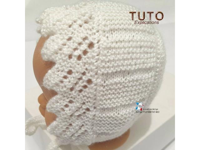 Photo Patron tricot bb, brassière, béguin, chaussons à tricoter, tuto image 4/6