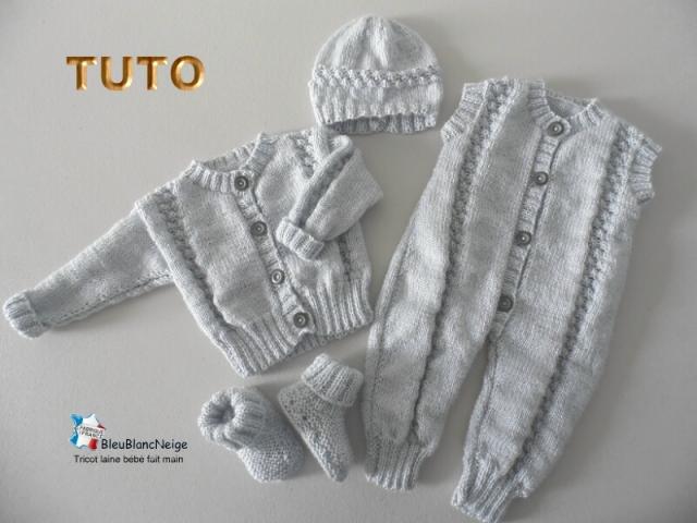 Photo Patron tricot bébé combinaison ensemble bébé explications image 4/5
