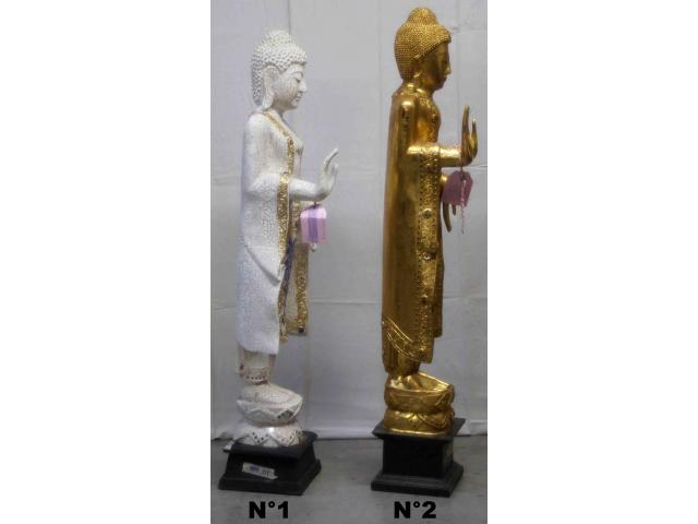 Photo Petite statue de Bouddha debout en bois - H: 114 ou 118 cm image 4/4