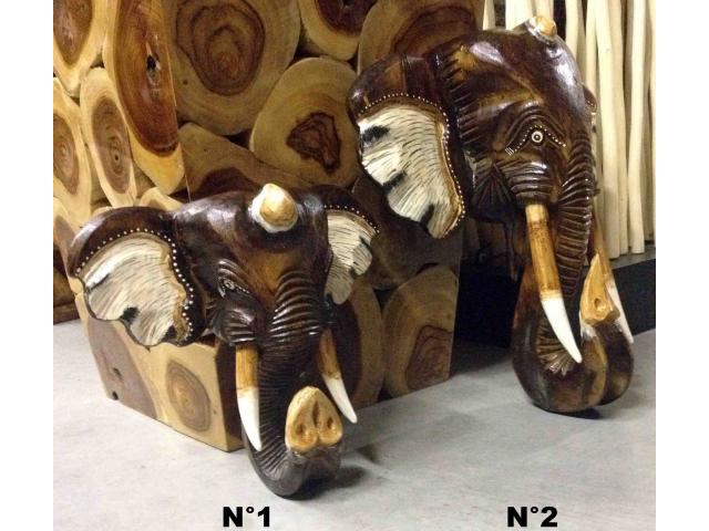Photo petite tête éléphant en bois - H: 25 à 40 cm image 4/4