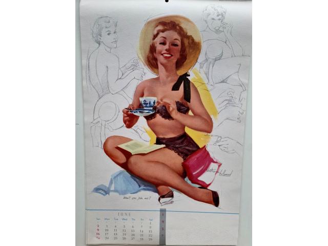 Photo PIN-UP Calendar 1957 with envelope Ted WITHERS  “Artist’s Sketch Pad”. image 4/6