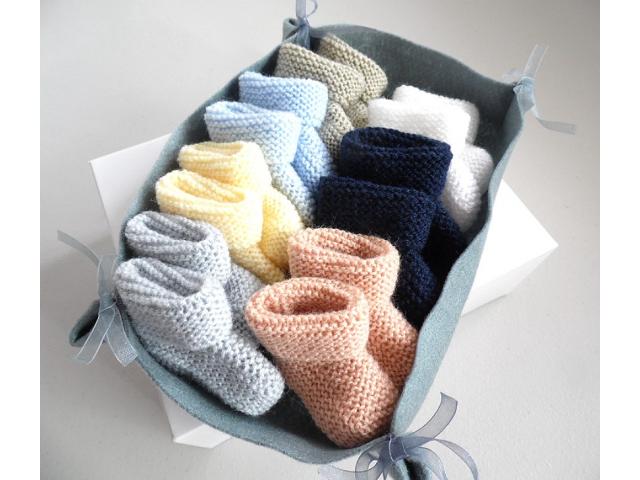 Photo Semainier de chaussons tricot laine bébé fait main image 4/5