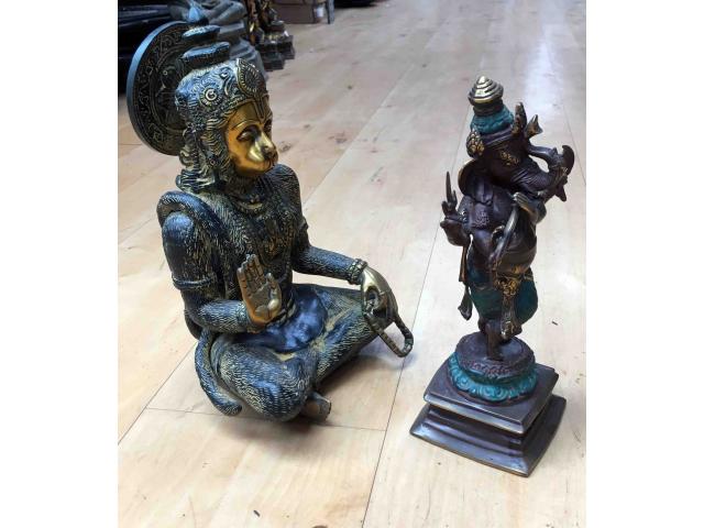 Photo Statue de Hanuman et de Ganesh en bronze - H: 25 ou 28 cm image 4/4
