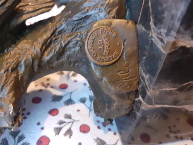 Photo SUPERBE HIBOU EN BRONZE SIGNE SUR SOCLE MARBRE image 4/6