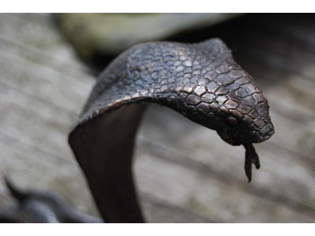 Photo SUPERBE SERPENT COBRA EN BRONZE. image 4/6
