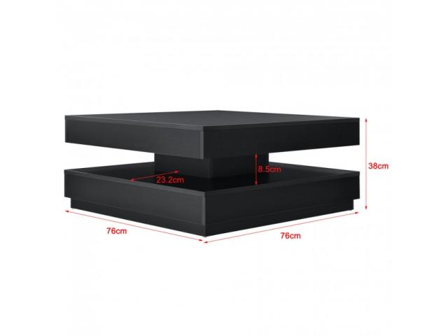 Photo Table basse noir plateau rotatif table basse design table basse moderne table basse comptemporaine t image 4/4