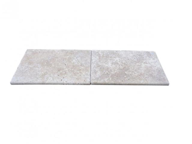 Photo Travertin Beige Nuancé Margelle de Piscine Bord Arrondi 40,6x61 cm image 4/5