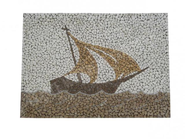 Photo Travertin Multicolore Tableau Bateau 92x66 cm image 4/5