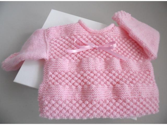 Photo Trousseau rose tricot laine bébé fait main image 4/6