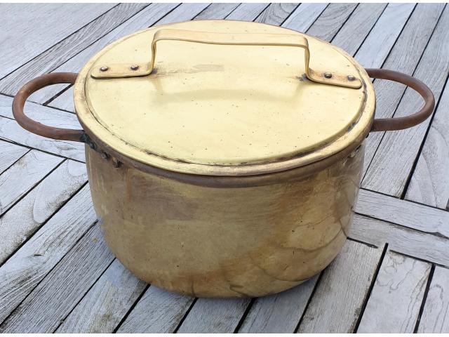 Photo XIXe - lot cuivre: Daubière, casserole, poêlon et poele image 4/5