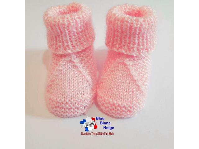 Photo Chaussons TRIANGLE tricotés main layette bébé image 5/6