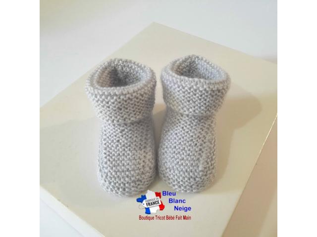 Photo Chaussons tricotés main modèle layette tricot bébé image 5/6