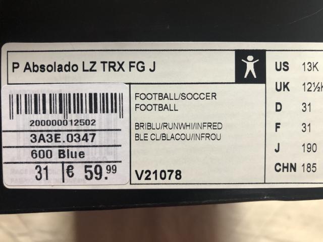 Photo Chaussures de football Adidas P Absolado LZ TRX F, taille 31 image 5/5