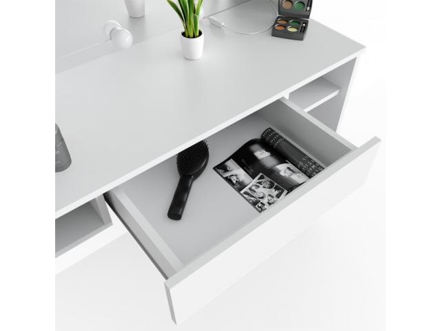 Photo Coiffeuse table maquillage + tabouret + LED table de maquillage Coiffeuse avec tiroirs coiffeuse ave image 5/5