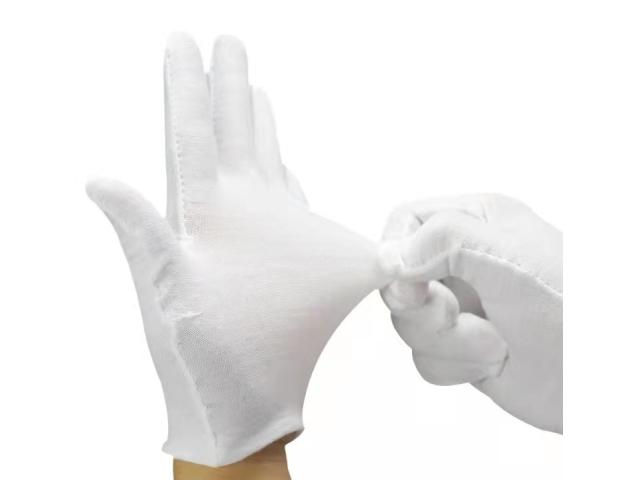 Photo Cotton Interlock Glove, White Glove, Inspection Glove, Cotton Working Glove image 5/6