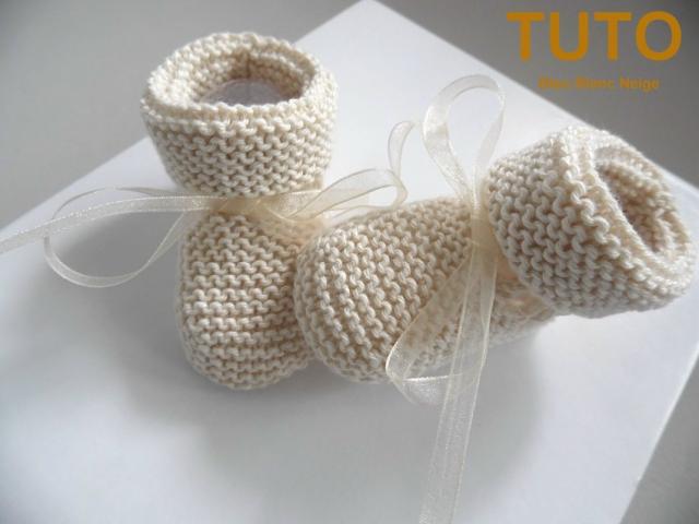 Photo Explication TUTO chaussons layette bébé tricot laine image 5/6