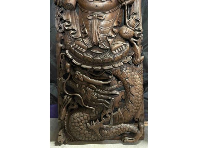 Photo Grand cadre en bois sculpté Bouddha rieur- H: 118 cm image 5/5