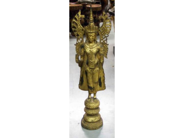 Photo grande statue de Bouddha ancien en bronze - H: 108 cm image 5/5