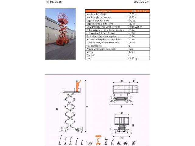 Photo Lifting Platform Scissors Diesel, 330 CRT, 12 M. JLG image 5/5