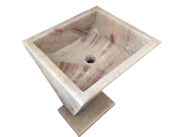Photo Onyx Miel Piédestal Vasque 50x45 cm image 5/5