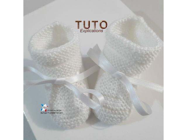 Photo Patron tricot bb, brassière, béguin, chaussons à tricoter, tuto image 5/6
