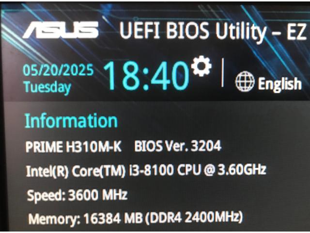 Photo PC BUREAU Windows 11 Home-ASUS H310M-k-Intel core i3 8100 3.6 Ghz image 5/6