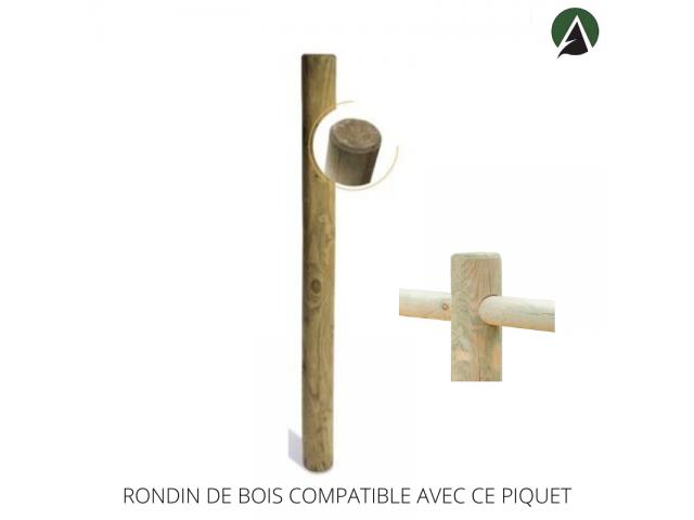 Photo Piquet / Poteau rond en bois de pin pour clôture - Agridiscount image 5/5