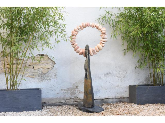 Photo Sculpture Galets Roses Ardoise Déco Jardin image 5/5