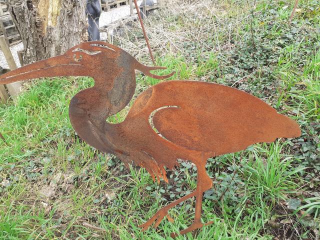 Photo SUPERBE HERON EN METAL ROUILLE (pique de jardin). image 5/6