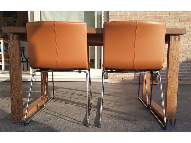 Photo Table 4 pers + 4 chaises cuir vachette et structure chromée image 5/6