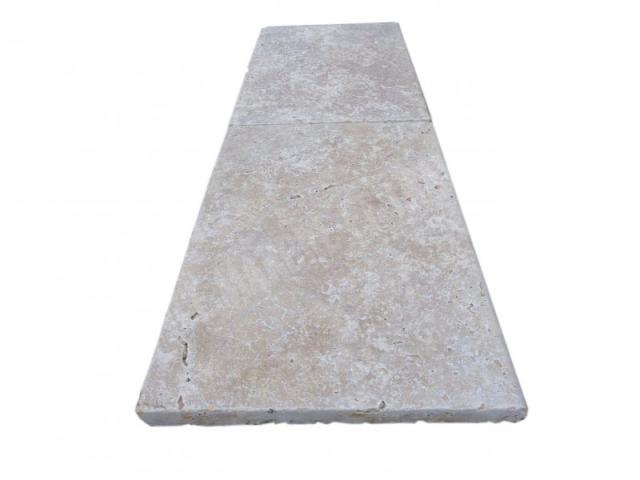 Photo Travertin Beige Nuancé Margelle de Piscine Bord Arrondi 40,6x61 cm image 5/5