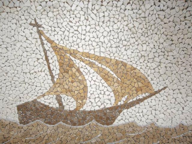 Photo Travertin Multicolore Tableau Bateau 92x66 cm image 5/5