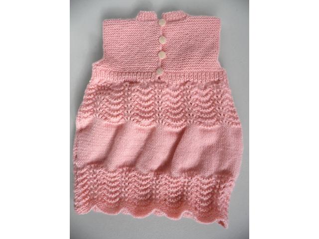 Photo tricot laine bébé fait main robe rose image 5/6