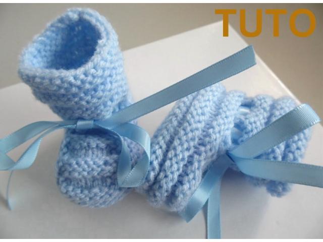 Photo TUTORIEL explications chaussons layette bébé tricot laine image 5/6