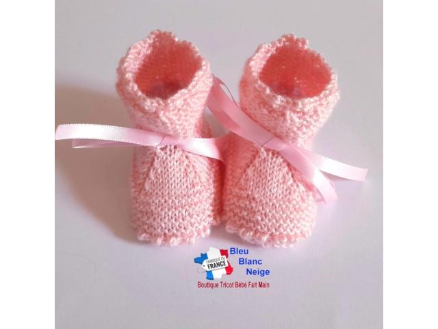 Photo Chaussons à CRANS tricot bébé layette tricotée main image 6/6