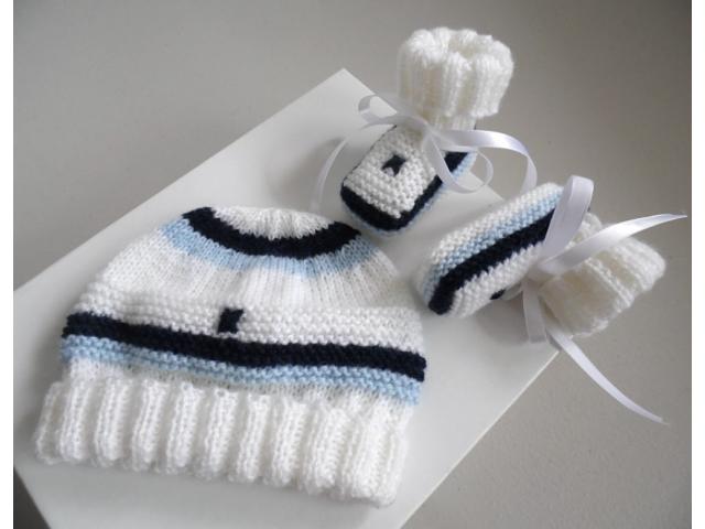 Photo Chaussons bébé tricot laine fait main image 6/6